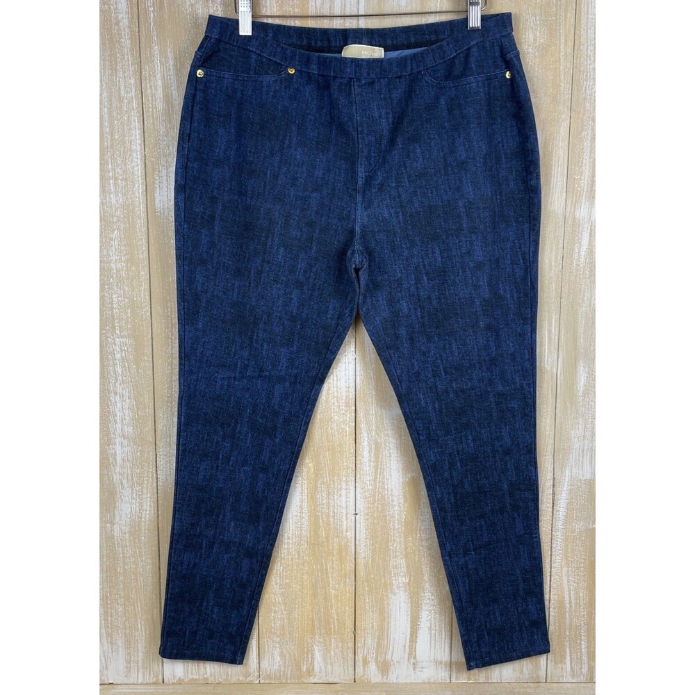 Michael Kors Jegging Pants Women’s Size L Denim Print Knit Soft